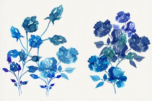 水彩画「青い花」 作： cartissi