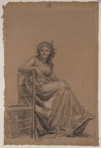 座っている女性の肖像 作： circle of François André Vincent