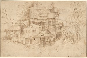廃墟の上に建てられた素朴な家の複合体 作： circle of Giorgione