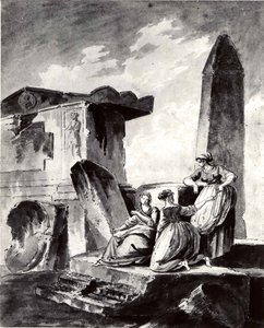 廃墟のスリー・ヤング・ガールズ、カリフォルニア。 1790年。 作： copy after Hubert Robert.