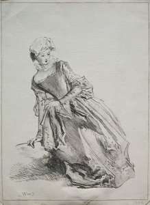 座っている女性 作： copy after Jean Antoine Watteau