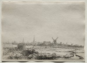 北西からのアムステルダムの眺めのコピー 作： copy after Rembrandt van Rijn
