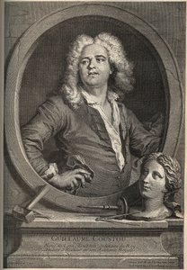 フランスの彫刻家ギョーム・クストゥ（1677-1746）の肖像-J.de Lienの後にLarmessinが彫ったもの 作： de Larmessin