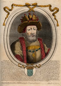 フランク王ルイ2世（846年～879年）の肖像 - スタンマラーのルイ2世（848年～879年） - パリの「ファラモンからルイ14世までのフランスの各王の8月の表象」の彫刻作品
