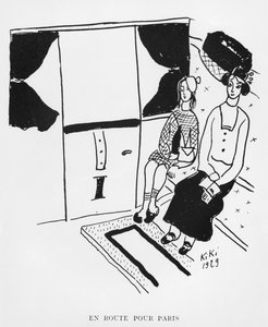 アンリ・ブロカ版『キキの思い出』より「パリへ行く途中」の挿絵、パリ 作： de Montparnasse (1901 53) Kiki
