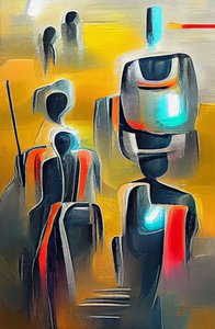 抽象的なシルエットの絵画、神秘的な影、ウォールアートプリント 作： F. Abderrahim
