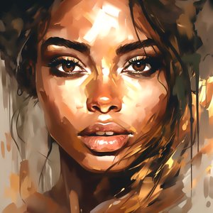 抽象的な美しい茶色の女性の絵、自然の美しさ、壁アートプリント