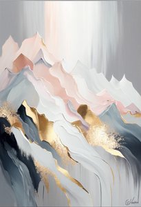 Olga Suvorovaにインスパイアされた抽象的な黄金の山々の絵画、アートプリント