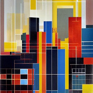 ボストンの街並み, ダイナミックな抽象画, 壁掛けアート｜キャンバスプリント