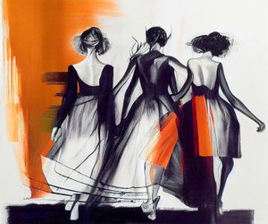 ファッションモデル、後ろから見た女性のシルエット、女性の姿勢 作： F. Abderrahim