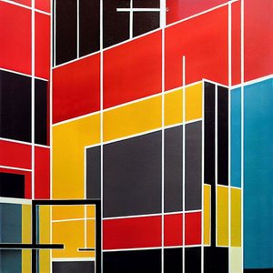 幾何学的な建築の形 キャンバスに描く、ウォールアートプリント