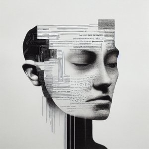 ミニマリズム 男性 顔 絵画, 壁掛け アートプリント オンデマンド