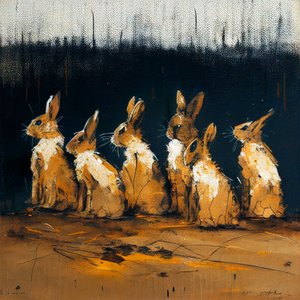 比喩的なスタイルでウサギの絵、ウォールアートプリント 作： F. Abderrahim