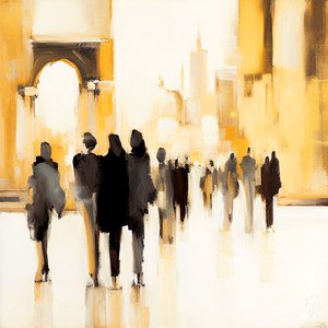 アーバンライフ：抽象印象派のシルエット画 作： F. Abderrahim