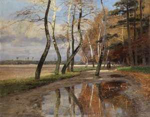 秋の木々 の下のライダー 作： genannt Winter Schroeter Wilhelm Schroeter