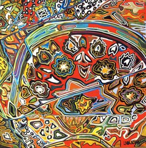 Detail pf Egyptian wprl, 2016 （ミックス、アクリル、インク、油彩） 作： リンダ・アーサー