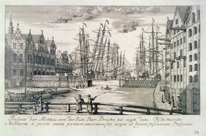 クロウ橋からのモルタワの眺め（「グダニスク五十景」より） マッテオウス・ダイシュ（1724-89）1761-65年（エッチング）の彫刻