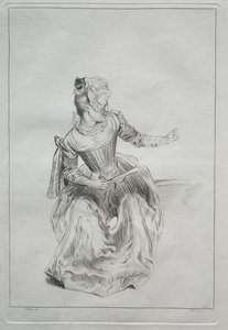 うちわを持つ女性 作： possibly by Benoit II Audran