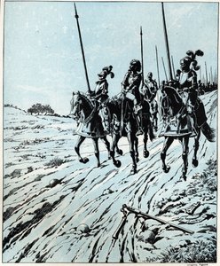 1525年のパヴィアの戦いでシャルル5世（またはシャルル5世1500-1558）に敗れた後、フランソワ1世（1494 - 1547）が母に捧げた名誉のために、すべてが失われた。ジョブのイラスト（ジャック・マリー・ガストン・オンフレー・アンド・ブレヴィル）（Jacques-Marie）（1858-193 作： pseudonym for Onfray de Breville Jacques Job