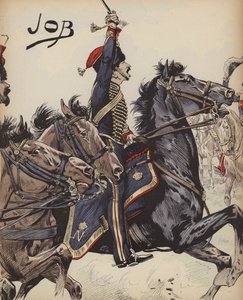 ナポレオン戦争のフランス騎兵（カラーリトグラフ