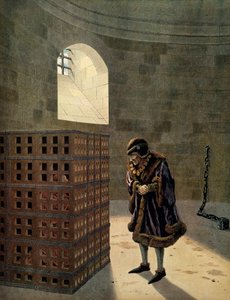 中世のフランスの歴史（中世）。ジャン・バルー枢機卿（1422-1491） 慎重派と呼ばれるフランス王ルイ11世（1423-1483）の有名な檻の一つに入れられた囚人 ジャック・マリー・ガストン・オンフレー・ド・ブレヴィルdit JOB（1858-1931）の挿絵