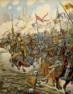 中世のフランスの歴史（中世）。慎重派と呼ばれる国王ルイ11世（1423-1483）は、7月16日に行われたリーグ・デュ・ビエン・パブリックとのモントレリーの戦いで、軍の先頭に立っている