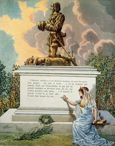 中世のフランスの歴史（中世）。ロワール渓谷のノートルダム・ド・クレリー（Notre-Dame-de-Clery）にある、慎重派と呼ばれたフランス王ルイ11世（1423-1483）の墳墓。ジャック・マリー・ガストン・オンフレー・ドゥ・ブレヴィル（JOB）（1858-1931）による挿絵 作： pseudonym for Onfray de Breville Jacques Job