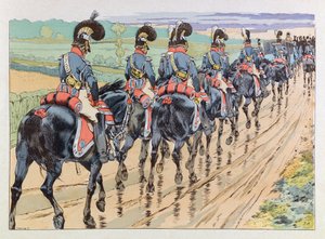 Jacques Marie Gaston Onfray de Breville dit JOB (1858 - 1931); "Les epees de France "の挿絵。ナポレオンに随行した帝国の護衛；コル、パート 作： pseudonym for Onfray de Breville Jacques Job