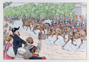 Jacques Marie Gaston Onfray de Breville dit JOB (1858 - 1931); イラストは「Les epees de France」より。シャンゼリゼ通りでの皇帝ナポレオン3世の護衛; Coll, Part 作： pseudonym for Onfray de Breville Jacques Job