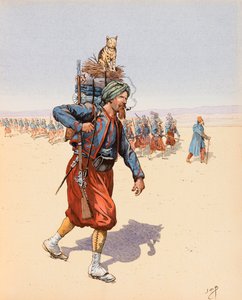 ジャック・マリー・ガストン・オンフロイ・ド・ブレヴィル（JOB）（1858-1931）-《ズーズー（砂漠で遠征するズワーブ）》、個人蔵 作： pseudonym for Onfray de Breville Jacques Job