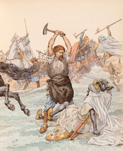 ジャック・マリー・ガストン・オンフロイ・ド・ブレヴィル（JOB）（1858-1931） - 732年のポワティエの戦いにおけるポワティエの鍛冶屋、個人蔵 作： pseudonym for Onfray de Breville Jacques Job