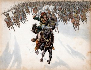 2月8日、Eylauの戦いで騎兵の先頭に立つJoachim Murat（1767-1815）。