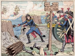 NAPOLEON AT TOULON - (Toulon Siege) 1793 - Job (Jacques Onfroy de Breville)によるリトグラフ（1893年の "Le Grand Napoleon des Petites Enfants "より）。 作： pseudonym for Onfray de Breville Jacques Job