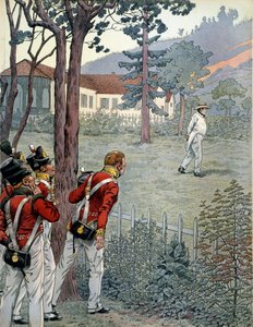 ナポレオン1世ボナパルト（1769-1821）は、サン・ヘレネ（Sainte-Helene）島のキャプティブで、イギリス軍の驚くべき視線を浴びていた。 作： pseudonym for Onfray de Breville Jacques Job