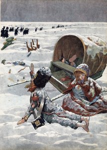 おもちゃの中のフランスの歴史のシーン。ナポレオン戦争（1812年）におけるロシアの退却のエピソード。Joujoux a l