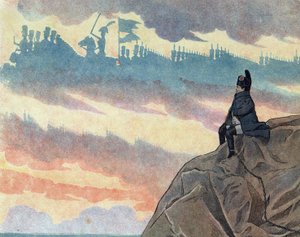 フランスの歴史をおもちゃで表現したシーン。サント・ヘレネ島（Sainte-Helene）に亡命中のナポレオン1世ボナパルト（1769-1821）が、憂鬱と孤独の態度で提示されている。 画像詳細 ReferenceCor5567.Joujoux a l