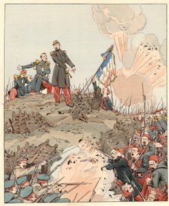 クリミー戦争時のセバストポリの座、パトリス・ド・マック・マホン（マック・マホン）将軍（1808-1893）がアドルフ・ニエル将軍（1802-1869）に「J