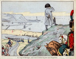1803年3月のブーローニュシュルメールキャンプからナポレオンが率いるイギリス軍によるイギリスの攻撃のプロジェクト-ジョブによるリトグラフ 作： pseudonym for Onfray de Breville Job