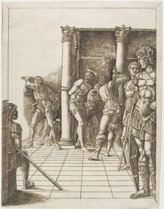 歩道でのキリストのむち打ち 作： school of Andrea Mantegna