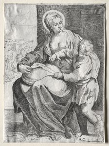 白鴉のいるマドンナ 作： school of Annibale Carracci