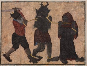 鎖につながれた悪魔 作： style of Muhammad Siya Qalam