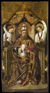 即位した聖ペテロ - ロドリゴ・デ・オソナ（オルソナ）（1465-1514年活動）による絵画 - 約。 1470-1480 - 木に油彩 - 214.2x112 - カタルーニャ国立美術館、バルセロナ 作： the Elder Rodrigo de Osona