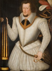 第 2 代エセックス伯ロバート デヴァルーの肖像、1600 年～1700 年。 作： the Younger School of Marcus Gheeraerts