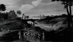 人物のある風景、c。 160025。 作： the younger Joos de Momper