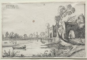 川とゲートハウスのある風景、1614年。 作： van de Velde Esaias