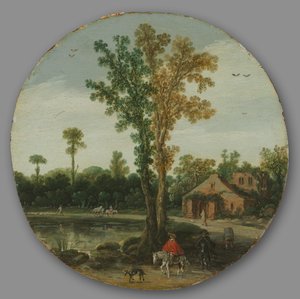 湖畔の旅人、1625年。 作： van de Velde Esaias