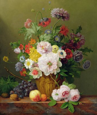 果物と花の静物画 花と果実のある静物、1869