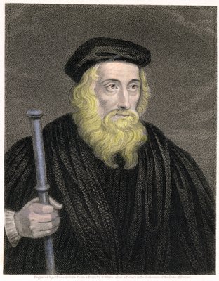 イギリスの神学者・改革者であるジョン・ウィクリフ（またはウィクリフまたはウィクリフ）の肖像。