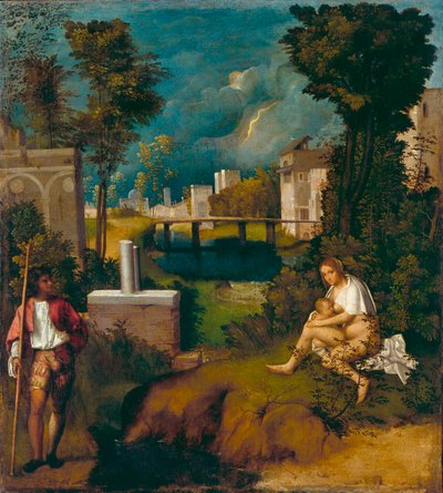 テンペスタ、c.1508（キャンバスに油彩） 作： Giorgione