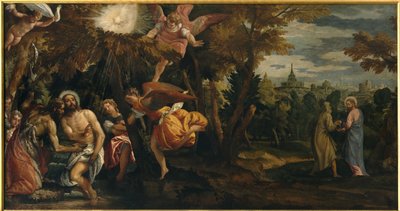 キリストのバプテスマと仮面舞踏会、1582年頃（帆布に油彩） 作： Veronese